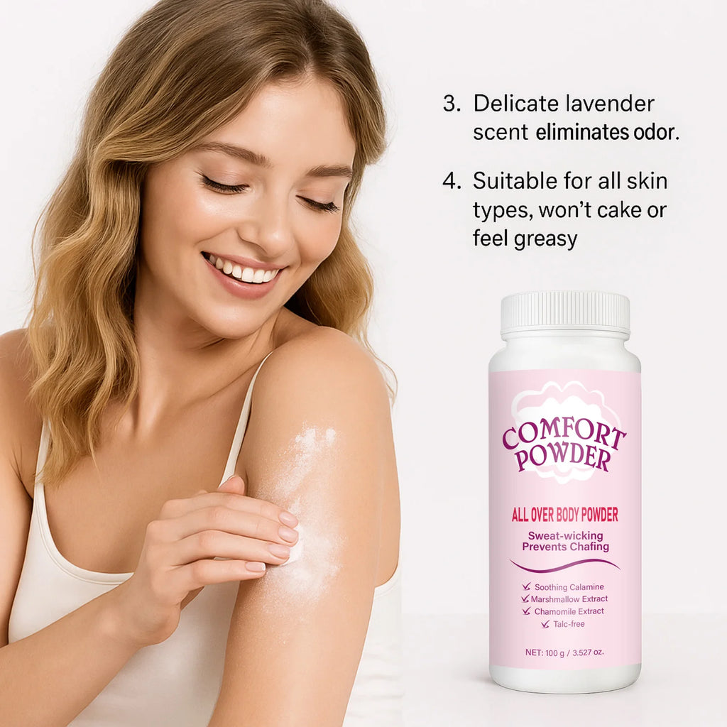 Comfort Powder All Over Body Powder - Sweat Wicking, Chafing Prevention, Odor Resistant, Talc-Free Dry Comfort for Women & Men