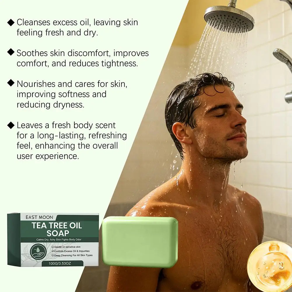 Tea Tree Soap Natural Soaps For Body & Face Skin Cleaning Natural Skin Cleanser Gentle Exfoliating Bar Soap For Oily Dry Skin