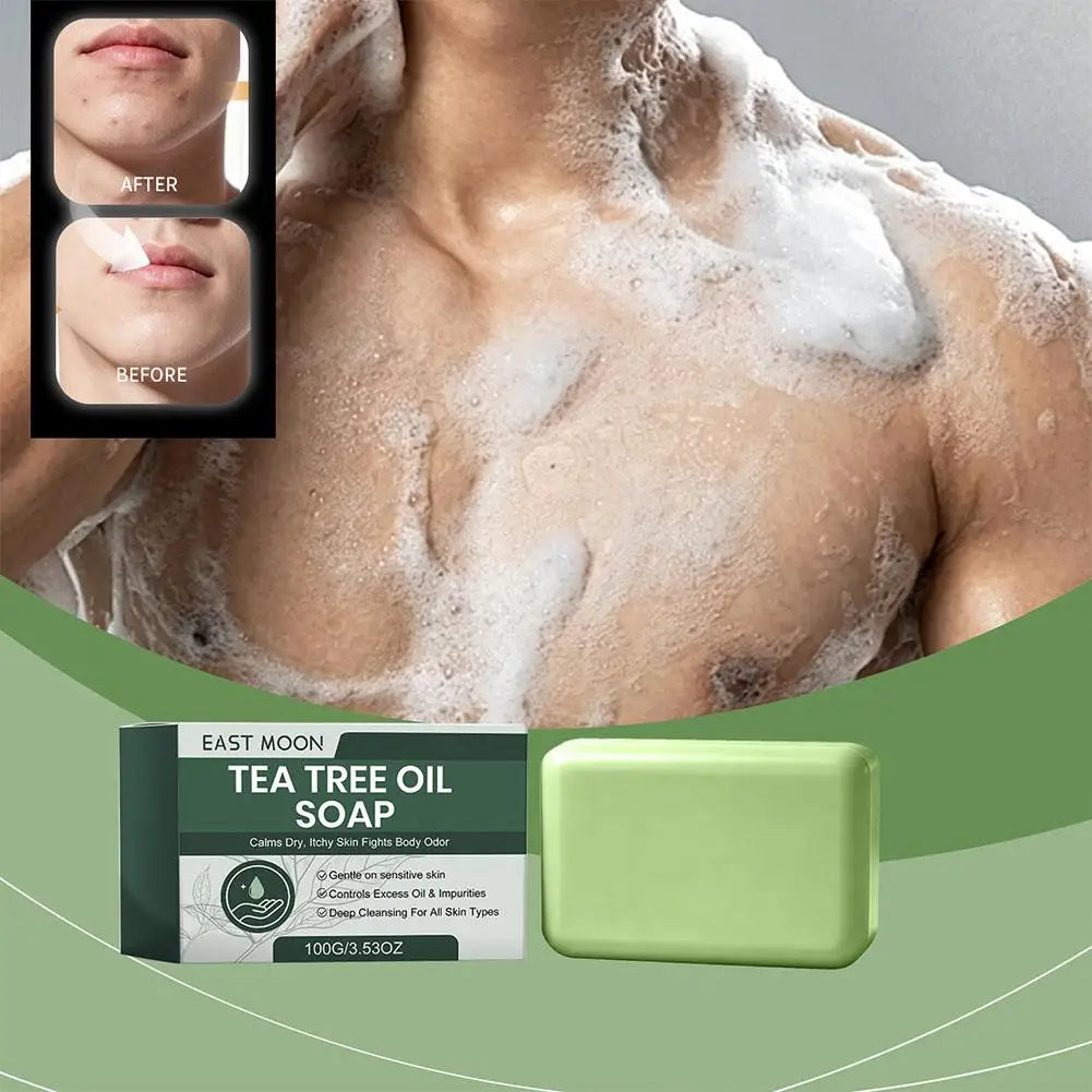 Tea Tree Soap Natural Soaps For Body & Face Skin Cleaning Natural Skin Cleanser Gentle Exfoliating Bar Soap For Oily Dry Skin